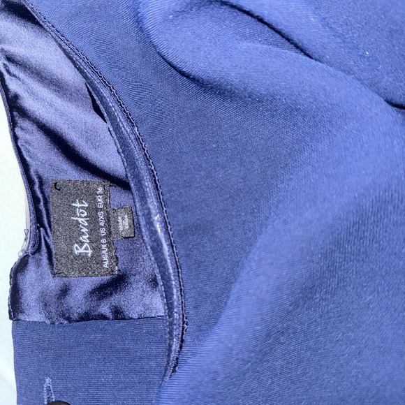 Navy midi dress off the shoulder with bell sleeve and slit - Picture 7 of 8